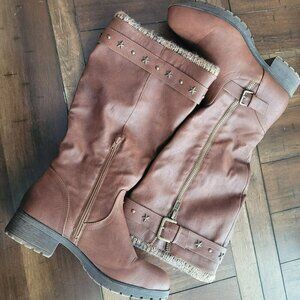 Sugar Womens Faux Leather Knee-High Boots size 11